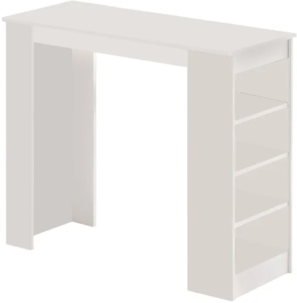NORDVÄRK ST1 barbord, med 3 hyllor - vit melamin (120x51,6)