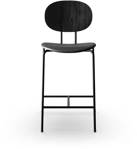Sibast Furniture Piet Hein Barstol Svart i Svart Ek och Svart Läder