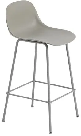 Muuto Fiber Barstol med rörbas och ryggstöd Grå/Grå H87,5 cm