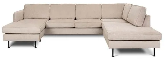 Læsø soffa med schäslong och open-end - 288 x 210 cm - beige sammet - vänstervänd